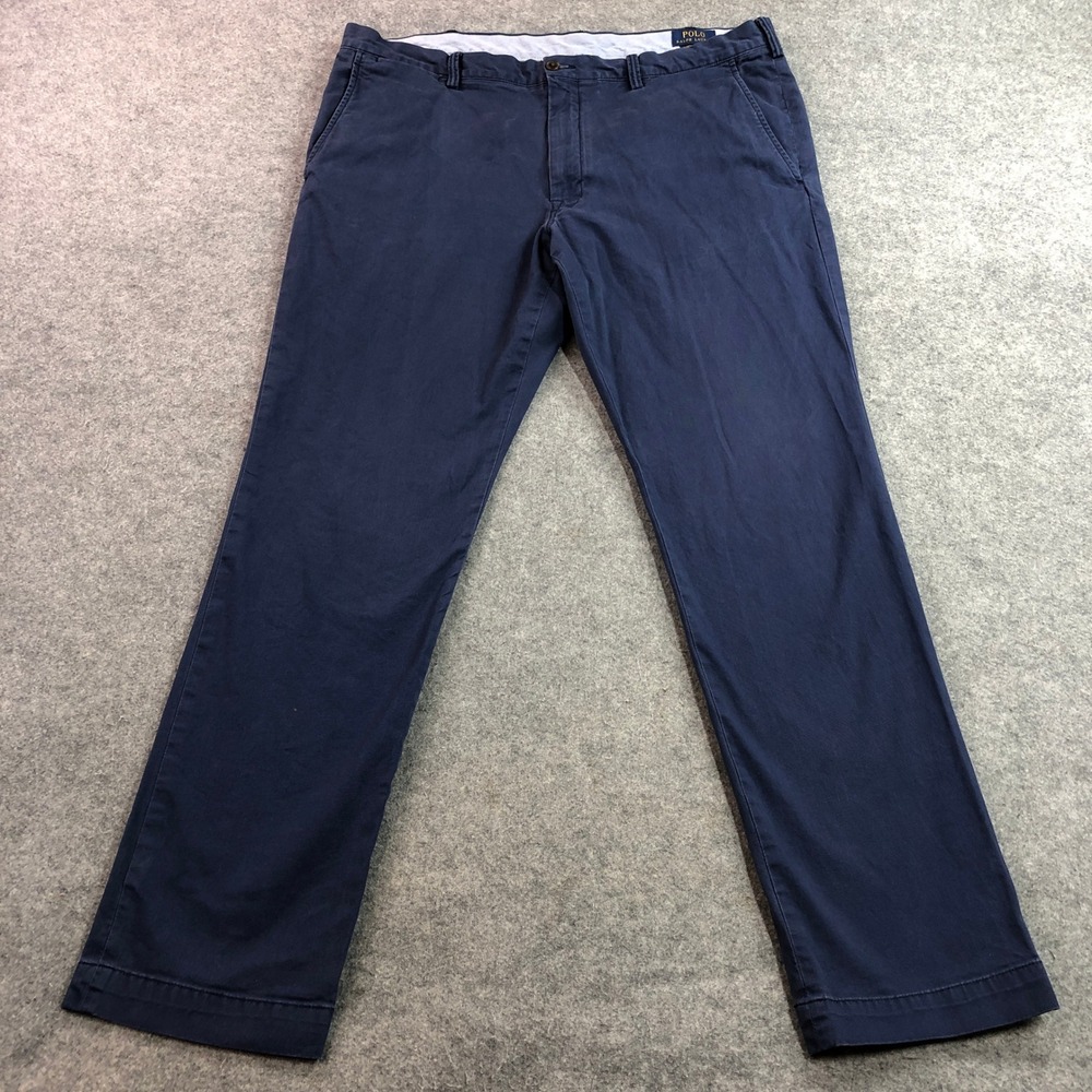 Polo Ralph Lauren Mens Chino Pants 40/34 Navy Blue Stretch Slim Fit Twill